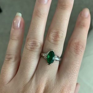 Sterling Silver Faux Emerald Ring